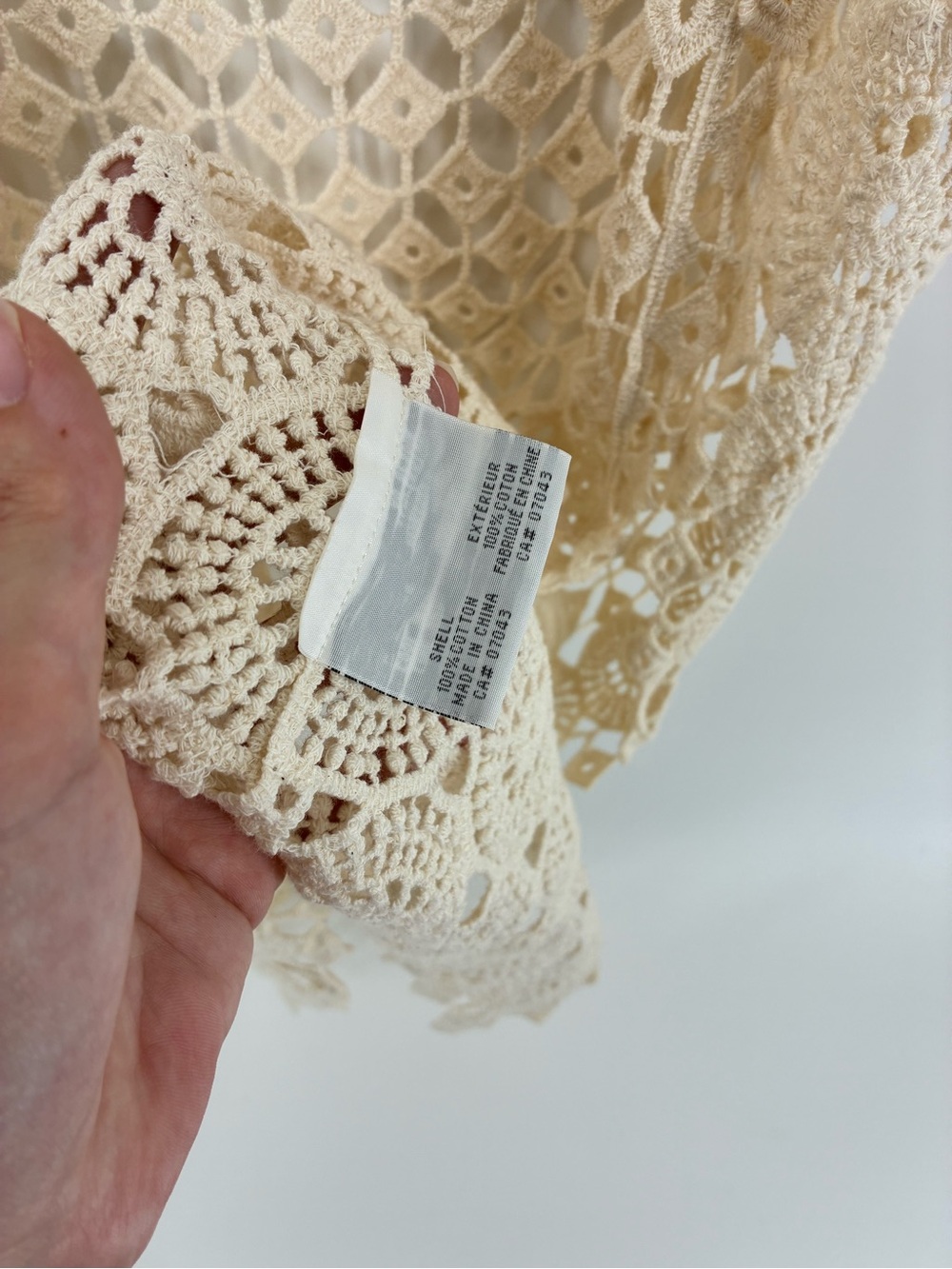 Crochet Open Front Duster Vest in Cream - Picture 5 of 8